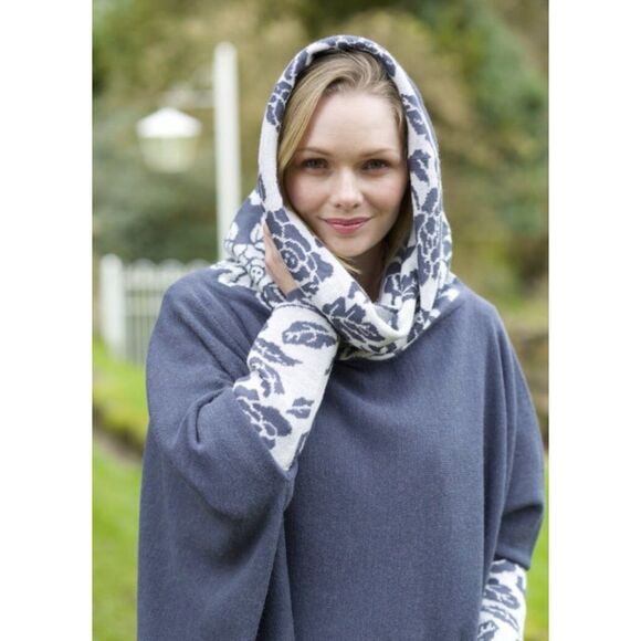 NEW Tom Gutie Baby Alpaca Poncho Yovana Flores Turtleneck Sweater Gray Women S - Picture 7 of 14